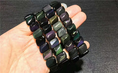 Natural Rainbow Light Obsidian Gemstone Bracelet, Bead Size 14*10*7mm