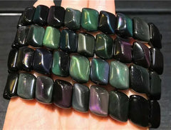 Natural Rainbow Light Obsidian Gemstone Bracelet, Bead Size 14*10*7mm