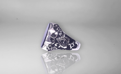 خواتم رجالي - خاتم من الفضة الإسترليني منقوش عليه بالعقيق الأسود - مطلي بالذهب الأبيض عيار 14 قيراط