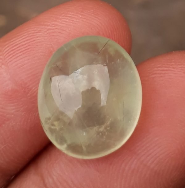 17.4ct Prehnite Cabochon - also called Grape Jade, Green Moonstone - 16x13mm