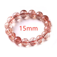 Natural Red Rutilated Quartz Gemstone Bracelet, Size 7-15mm