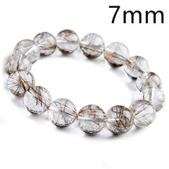 Natural Top Silver Rutilated Quartz Gemstone Bracelet, Sizes 7-17mm