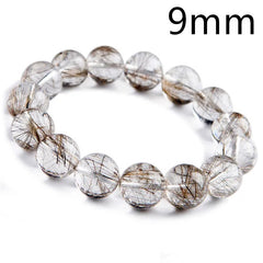 Natural Top Silver Rutilated Quartz Gemstone Bracelet, Sizes 7-17mm