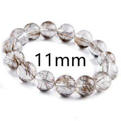 Natural Top Silver Rutilated Quartz Gemstone Bracelet, Sizes 7-17mm
