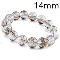 Natural Top Silver Rutilated Quartz Gemstone Bracelet, Sizes 7-17mm