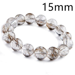Natural Top Silver Rutilated Quartz Gemstone Bracelet, Sizes 7-17mm