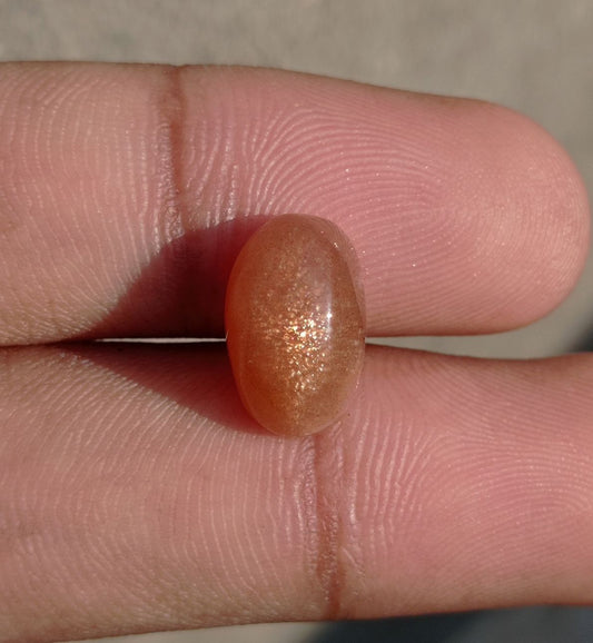 6.6ct Natural Sunstone Cabochon - Heliolite - Aventurescent Feldspar - August Birthstone - 14x9x7mm