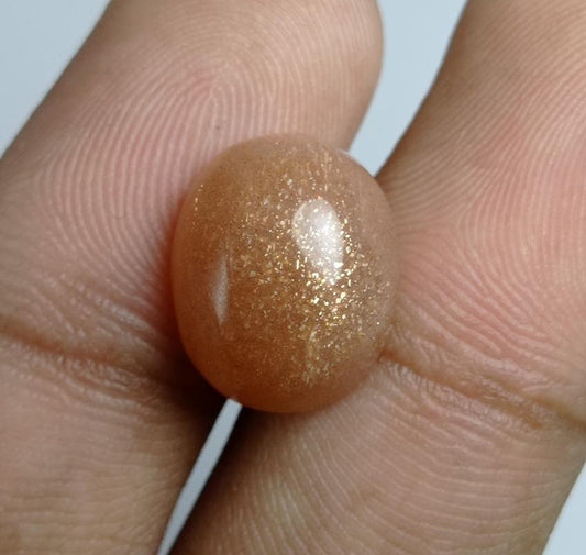 9.6ct Natural Sunstone Cabochon - Heliolite - Aventurescent Feldspar - August Birthstone - 15x12x7mm