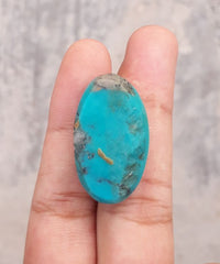 Natural Teal Green Turquoise - Green Turquoise - 34.2ct- 29x17mm