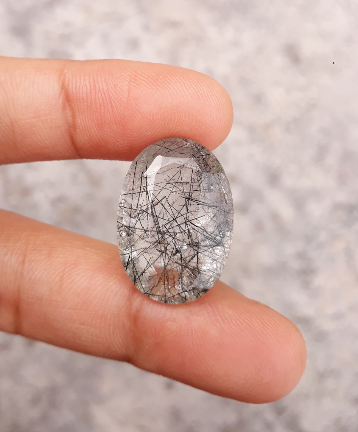 18.30ct Black Tourmalated Quartz - Black Rutile Quartz - Rutilated Quartz 18.30ct Black Tourmalated Quartz - Black Rutile Quartz - Rutilated Quartz