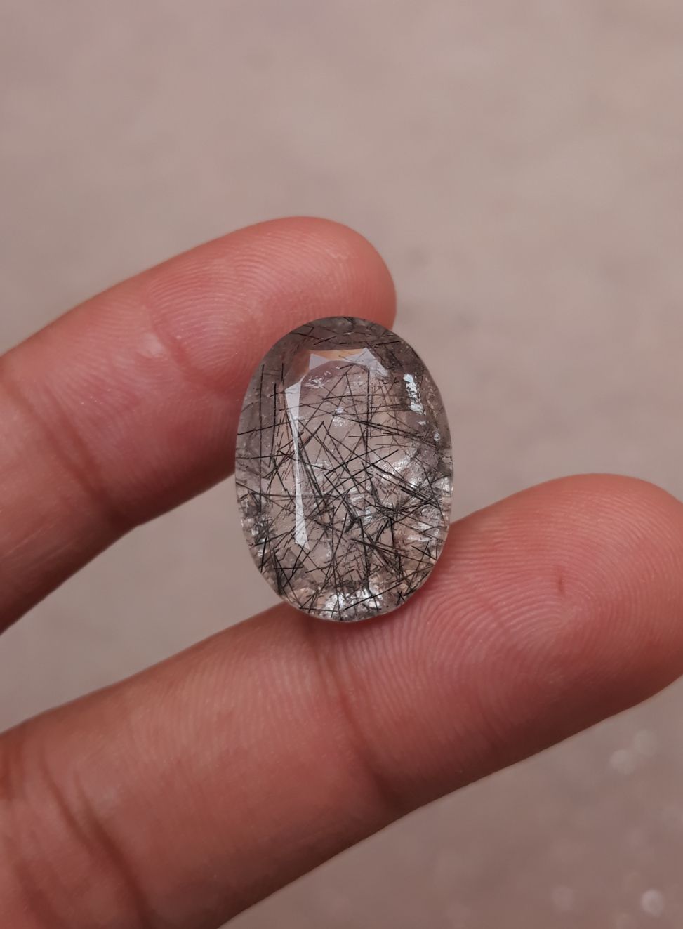 18.30ct Black Tourmalated Quartz - Black Rutile Quartz - Rutilated Quartz 18.30ct Black Tourmalated Quartz - Black Rutile Quartz - Rutilated Quartz