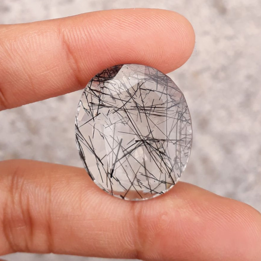 30ct Black Tourmalated Quartz  aka Black Rutile Quartz - Rutilated Quartz - 23x21.2x8.2mm 30ct Black Tourmalated Quartz  aka Black Rutile Quartz - Rutilated Quartz - 23x21.2x8.2mm