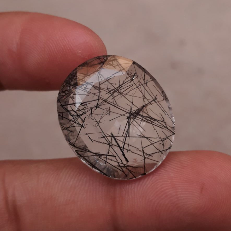 30ct Black Tourmalated Quartz  aka Black Rutile Quartz - Rutilated Quartz - 23x21.2x8.2mm 30ct Black Tourmalated Quartz  aka Black Rutile Quartz - Rutilated Quartz - 23x21.2x8.2mm