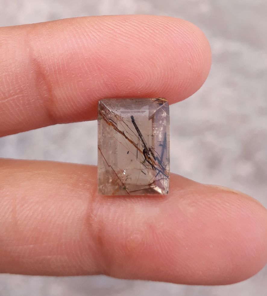 5.40ct Black Tourmalated Quartz - Black Rutile Quartz - Rutilated Quartz 5.40ct Black Tourmalated Quartz - Black Rutile Quartz - Rutilated Quartz