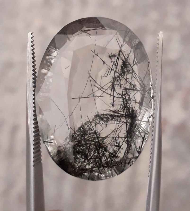29.55ct Black Tourmalated Quartz - Black Rutile Quartz - Rutilated Quartz 29.55ct Black Tourmalated Quartz - Black Rutile Quartz - Rutilated Quartz