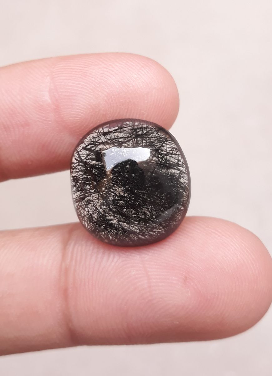 14.55ct Black Tourmalated Quartz -Cabochon Black Rutile Quartz - Rutilated Quartz 14.55ct Black Tourmalated Quartz -Cabochon Black Rutile Quartz - Rutilated Quartz