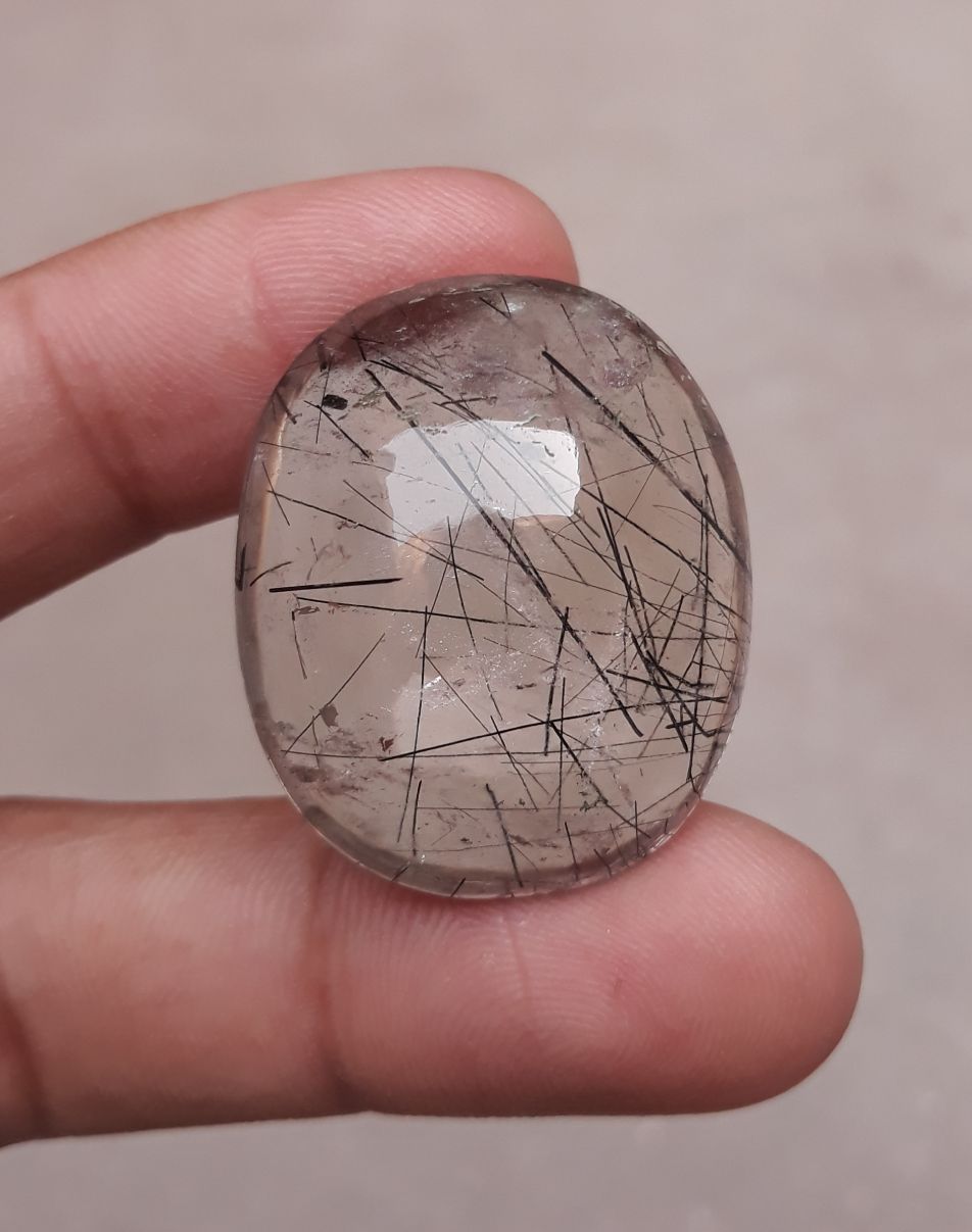 73.10ct Black Tourmalated Quartz -Cabochon Black Rutile Quartz - Rutilated Quartz 73.10ct Black Tourmalated Quartz -Cabochon Black Rutile Quartz - Rutilated Quartz