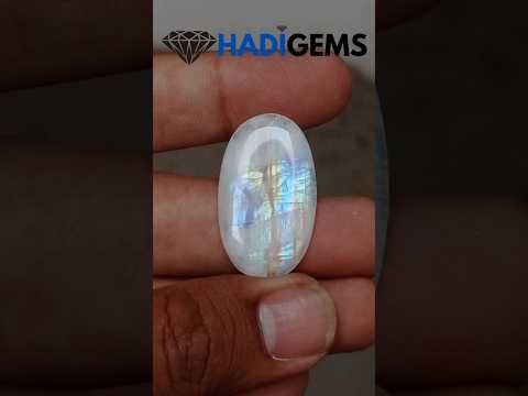 حجر القمر 23 قيراط للبيع - Adularia MoonStone - حجر القمر قوس قزح - حجر بخت شهر يونيو -32x19mm