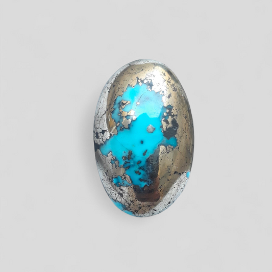 Natural Turquoise with Pyrite - Blue Matrix Turquoise - Shajri Feroza-60Ct