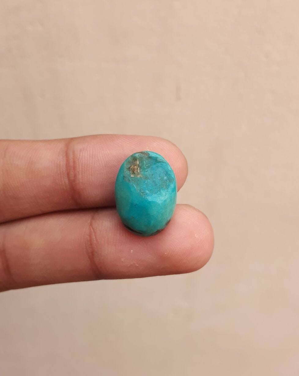 Natural Certified Turquoise - Blue Turquoise Feroza -12ct-19x14mm Natural Certified Turquoise - Blue Turquoise Feroza -12ct-19x14mm