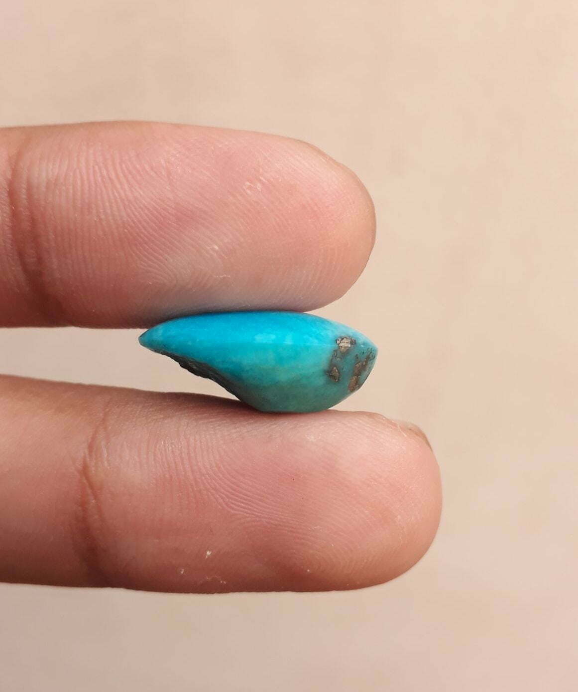 Natural Certified Turquoise - Blue Turquoise Feroza -12ct-19x14mm Natural Certified Turquoise - Blue Turquoise Feroza -12ct-19x14mm
