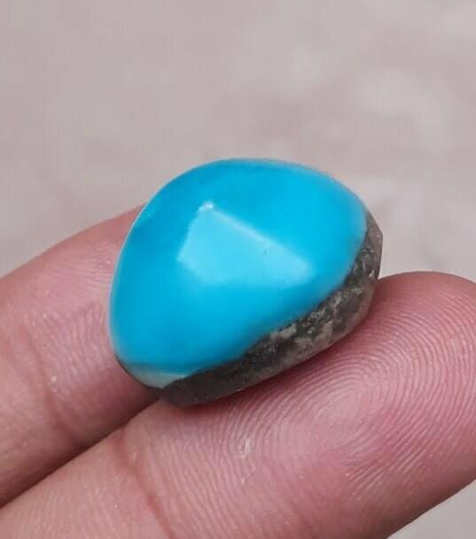 Natural Certified Turquoise - Blue Matrix Turquoise - Shajri Feroza-32ct-20x18mm Natural Certified Turquoise - Blue Matrix Turquoise - Shajri Feroza-32ct-20x18mm