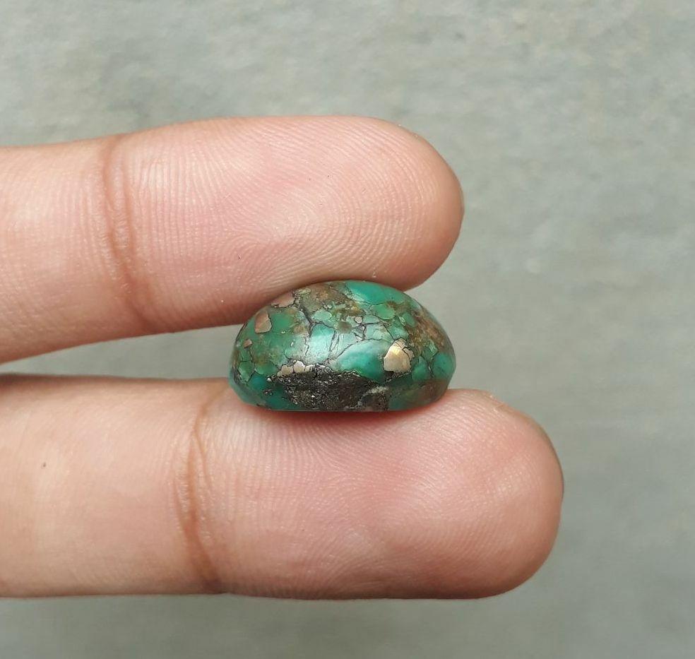 Natural Turquoise with Pyrite - green Matrix Turquoise - Shajri Feroza- 14ct-17x13mm Natural Turquoise with Pyrite - green Matrix Turquoise - Shajri Feroza- 14ct-17x13mm