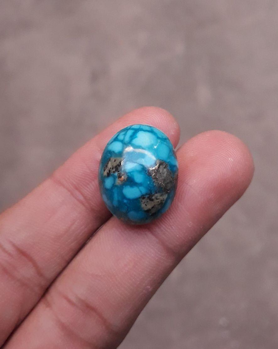 Natural Turquoise with Pyrite - Blue Matrix Turquoise - Shajri Feroza- 28ct-20x16mm Natural Turquoise with Pyrite - Blue Matrix Turquoise - Shajri Feroza- 28ct-20x16mm