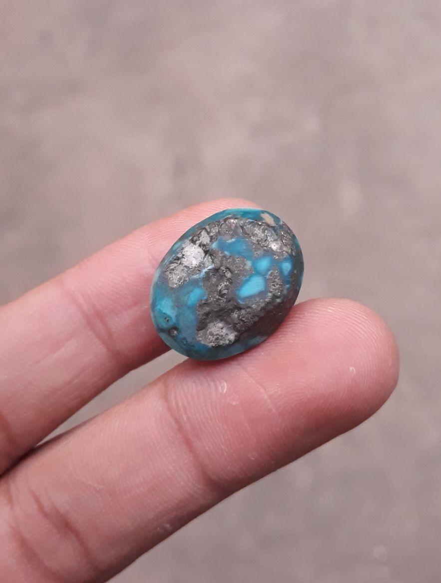 Natural Turquoise with Pyrite - Blue Matrix Turquoise - Shajri Feroza- 28ct-20x16mm Natural Turquoise with Pyrite - Blue Matrix Turquoise - Shajri Feroza- 28ct-20x16mm