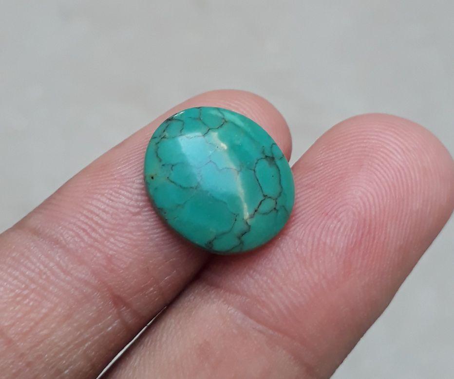Natural Turquoise with Veins - Green Matrix Turquoise-5.55 Ct-15x13mm Natural Turquoise with Veins - Green Matrix Turquoise-5.55 Ct-15x13mm