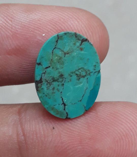 Natural Turquoise with Veins - Green Matrix Turquoise-4.50 Ct-16x12mm Natural Turquoise with Veins - Green Matrix Turquoise-4.50 Ct-16x12mm
