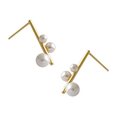 Wedding Shell Pearls Chandelie Stud Earrings - Gold-Plated Silver Pearl Earrings for women - Perfect Pearl Earrings with Gift Wrapping Included