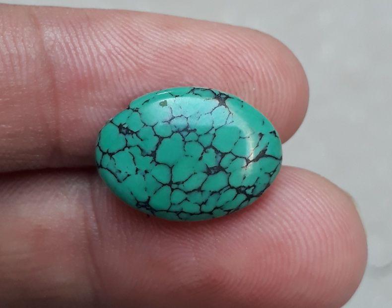 Natural Turquoise with Veins - Green Matrix Turquoise-7.65 Ct-17x12mm Natural Turquoise with Veins - Green Matrix Turquoise-7.65 Ct-17x12mm