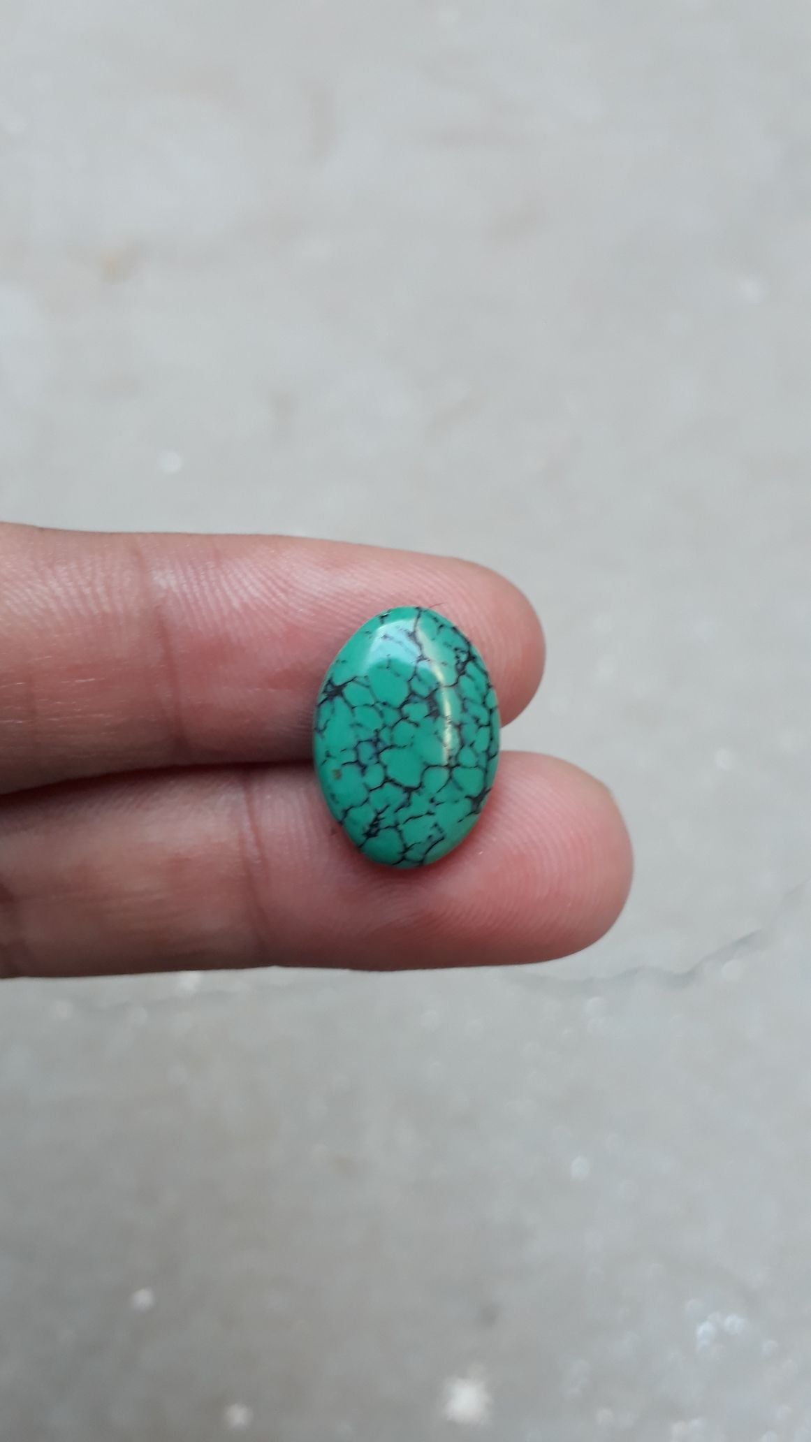Natural Turquoise with Veins - Green Matrix Turquoise-7.65 Ct-17x12mm Natural Turquoise with Veins - Green Matrix Turquoise-7.65 Ct-17x12mm