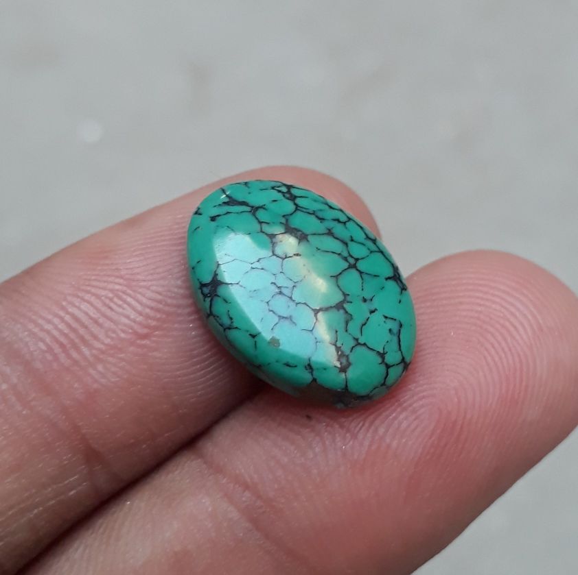 Natural Turquoise with Veins - Green Matrix Turquoise-7.65 Ct-17x12mm Natural Turquoise with Veins - Green Matrix Turquoise-7.65 Ct-17x12mm