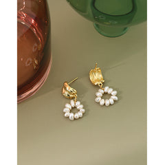 Elegant Irregular Natural Pearls Dangling Earrings - Gold-Plated Silver Pearl Earrings for women - Perfect Pearl Earrings with Gift Wrapping Included