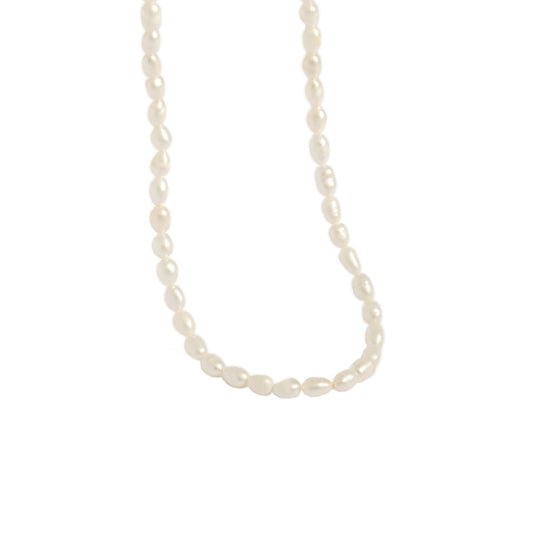 Women Natural Pearl Water drop Necklace - Palladium-Plated Silver Pearl Necklace - Perfect Pearl Necklace with Gift Wrapping Included