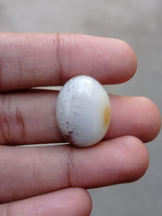 White Enhydritic Agate Cabochon - Sulaimani Aqeeq - 25x19x9mm