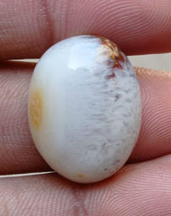 White Enhydritic Agate Cabochon - Sulaimani Aqeeq - 25x19x9mm