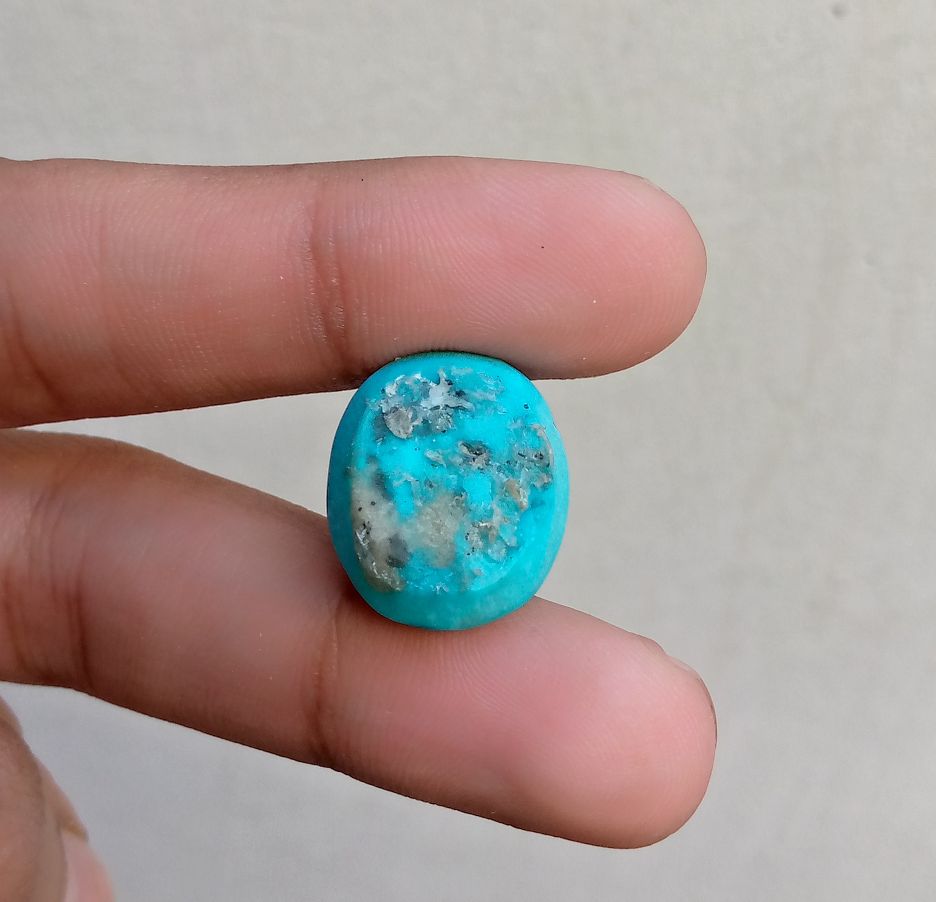 Natural Certified Turquoise  - Blue Turquoise - Shajri Feroza-26ct-20x16 mm Natural Certified Turquoise  - Blue Turquoise - Shajri Feroza-26ct-20x16 mm
