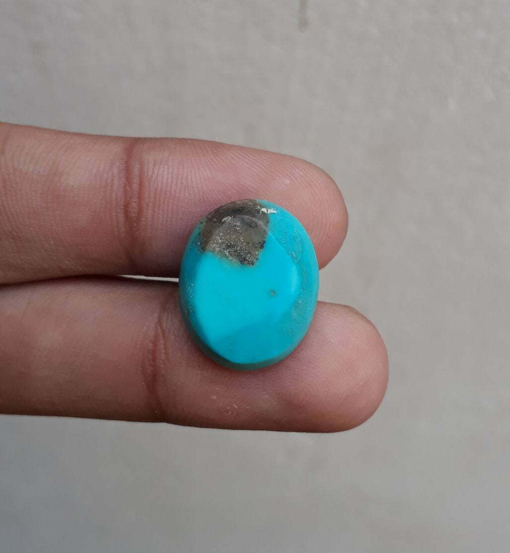 Natural Certified Turquoise - Blue Turquoise Feroza-14ct-19x16mm Natural Certified Turquoise - Blue Turquoise Feroza-14ct-19x16mm