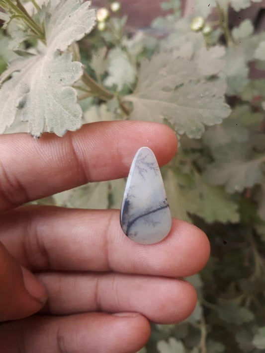 5.1ct Natural Dendritic Agate - Shajri Aqeeq - Dimension-25.5x13.6mm
