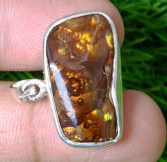 39.5ct Natural Fire Agate in Silver Pendent, Multi Color Fire Agate, Fire Agate AZ - Perfect gemstone Gift, Rare Gemstone than Diamonds, Dimensions 27x16x8mm