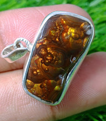39.5ct Natural Fire Agate in Silver Pendent, Multi Color Fire Agate, Fire Agate AZ - Perfect gemstone Gift, Rare Gemstone than Diamonds, Dimensions 27x16x8mm