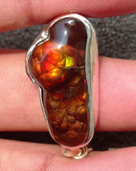 39.8ct Natural Fire Agate in Silver Pendent, Rare Fire Agate Pendant, Fire Agate AZ - Perfect gemstone Gift, Rare Gemstone than Diamonds, Dimensions  29x16x mm