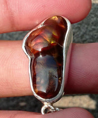 39.8ct Natural Fire Agate in Silver Pendent, Rare Fire Agate Pendant, Fire Agate AZ - Perfect gemstone Gift, Rare Gemstone than Diamonds, Dimensions  29x16x mm