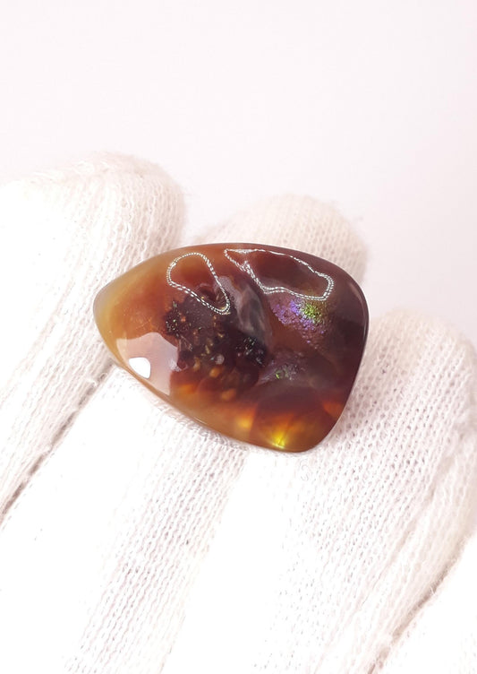 27.8ct Mexican Fire Agate,  Rare Fire Agate, Pear Fire Agate For Pendant -Polished fire agate , Rare Gemstone than Diamonds, Dimensions 23 x 17 mm