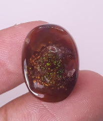 عقيق ناري فقاعي ملون 21.5 قيراط، عقيق ناري نادر - هدية مثالية من الأحجار الكريمة، حجر كريم نادر من الألماس، الأبعاد 21 × 16 مم