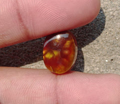 14ct Mexican Fire Agate, Rare Fire Agate, Yellow Oval Cabochon Fire Agate - Perfect gemstone Gift, Dimensions - 16x12 mm