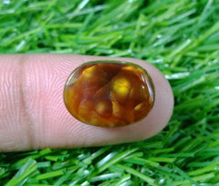 14ct Mexican Fire Agate, Rare Fire Agate, Yellow Oval Cabochon Fire Agate - Perfect gemstone Gift, Dimensions - 16x12 mm